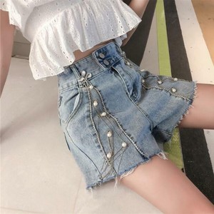 Slim High Waist Jeans Women S Girls 19 Summer New Korean Fashion Beaded Shorts Ebay