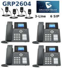 4 Grandstream GRP2604 3-Line 6 SIP Office Phone 10 Busy Field Light Power Supply