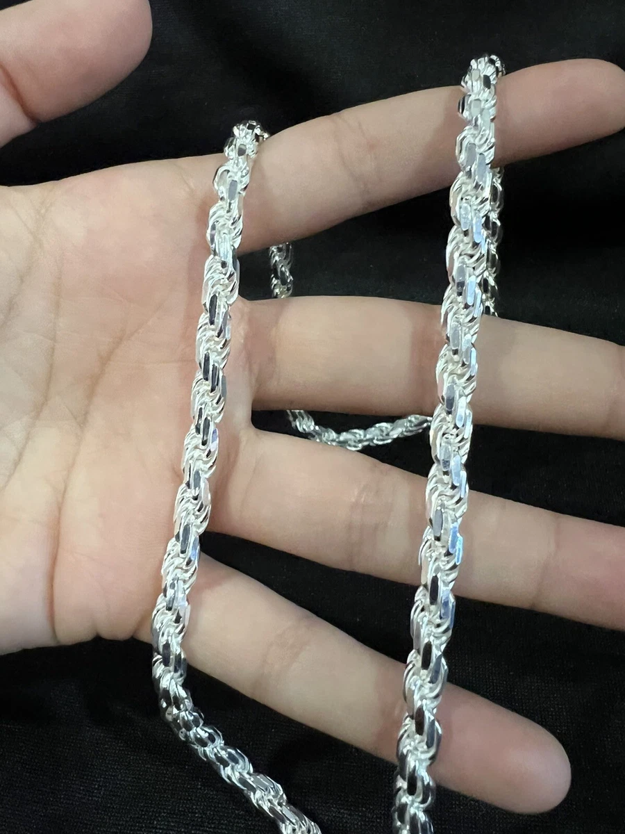 925 Sterling Silver Men s Thick Twisted Rope Chain Necklace 22 24