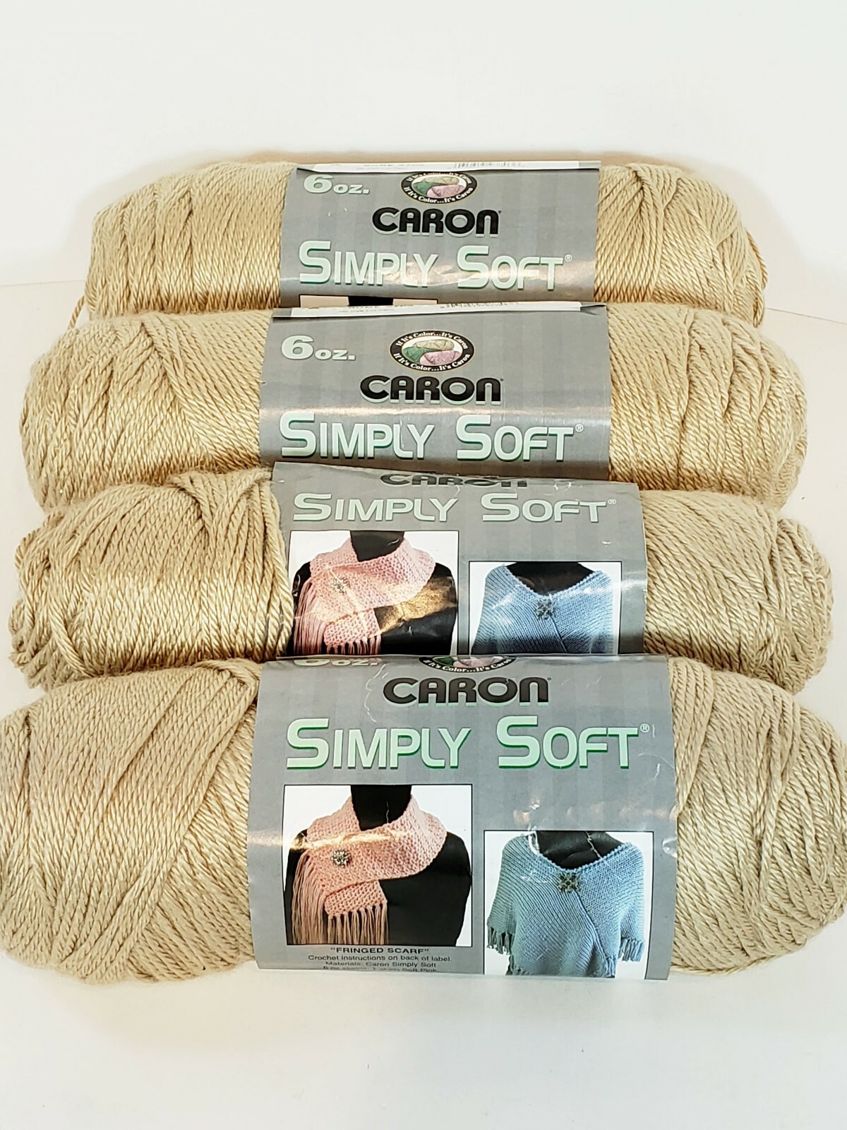 Caron 4 Skeins Simply Soft Yarn 6oz 9703 Bone