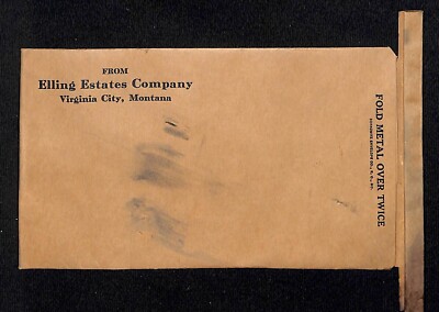 Virginia City, MT Elling* Estates Company c1920's-40's Berkowitz Envelope (#1)