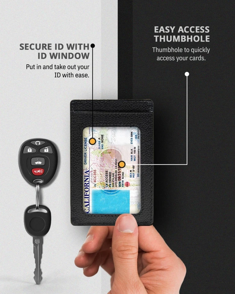 Slim Minimalist Front Pocket RFID Blocking Leather Wallets for Men Women - Image 3 of 4