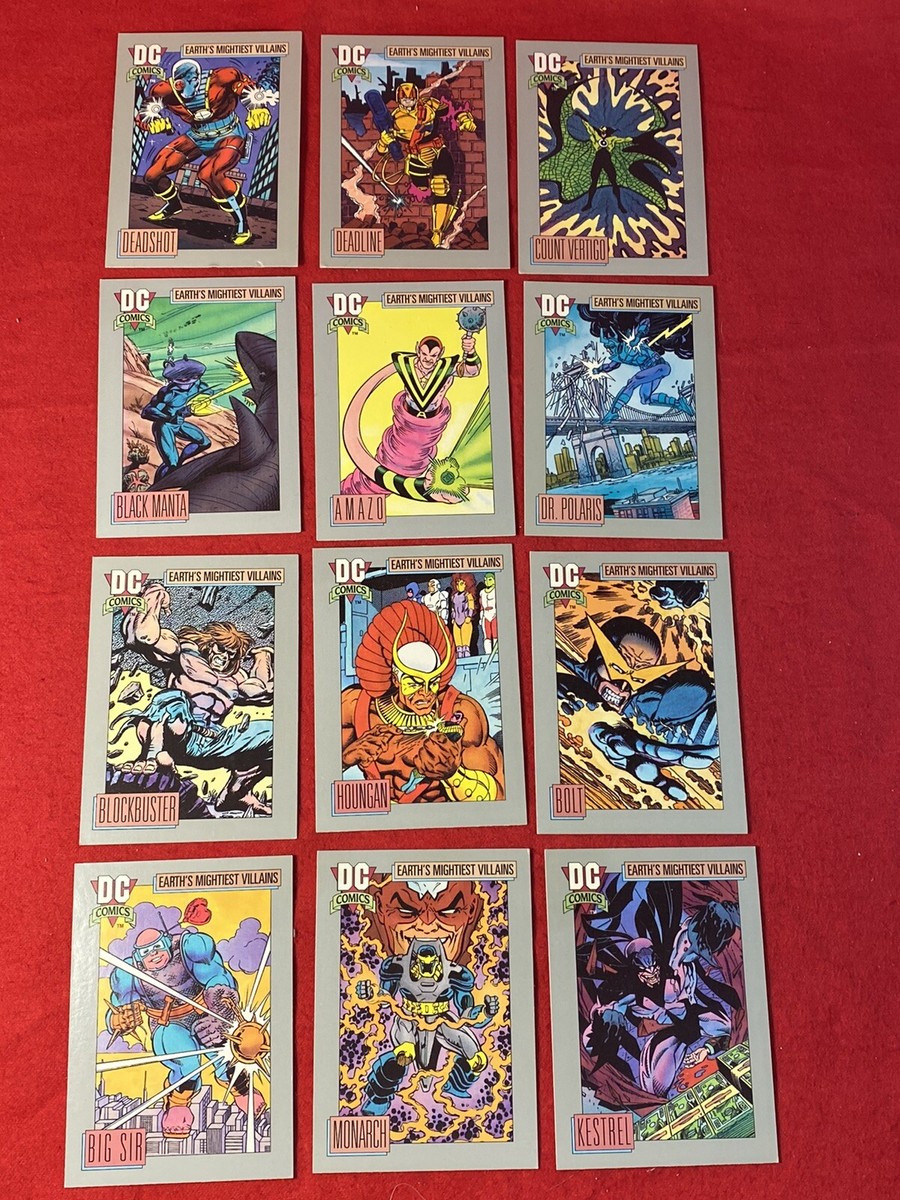 1992 DC Comics Earth's Mightiest Villains Trading Cards x 12 lot