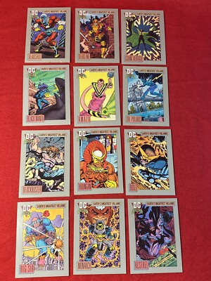 1992 DC Comics Earth's Mightiest Villains Trading Cards x 12 lot