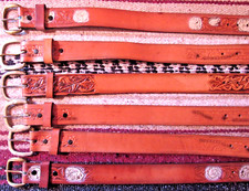 Vintage Western Unbranded Tooled Embossed Leather Belts 6 pc Size 18 NEW