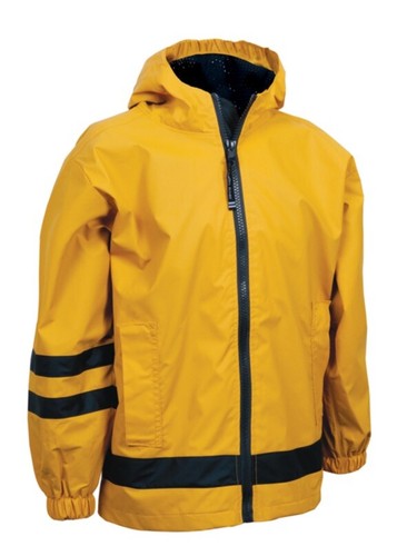 CHILDREN'S NEW ENGLANDER RAIN JACKET Sz 5 YELLOW NAVY WATERPROOF HOOD NEW W/ TAG - Picture 6 of 10