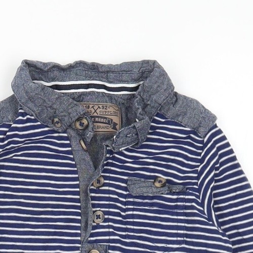 Primark Boys Blue Striped Cotton Blend Polo Size 12-18 Months - Picture 4 of 12