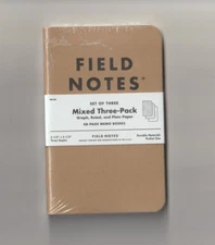 Field Notes Set Of Three Mixed Graph, Ruled, Plain Paper 48pg Memo Books FN-04
