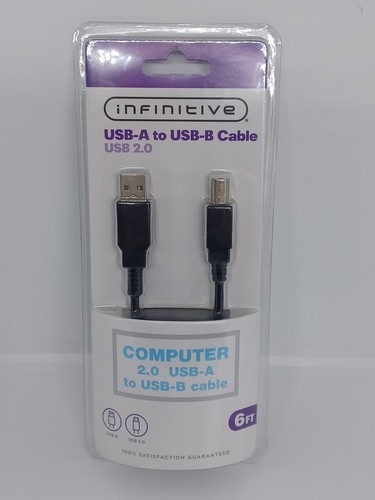 Infinitive USB-A To USB-B Cable USB 2.0 6FT SEALED NEW - 第 1/4 張圖片