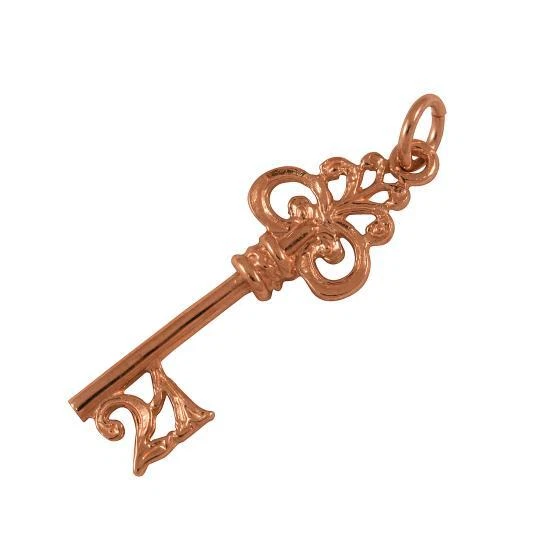 Rose gold key charm outlet