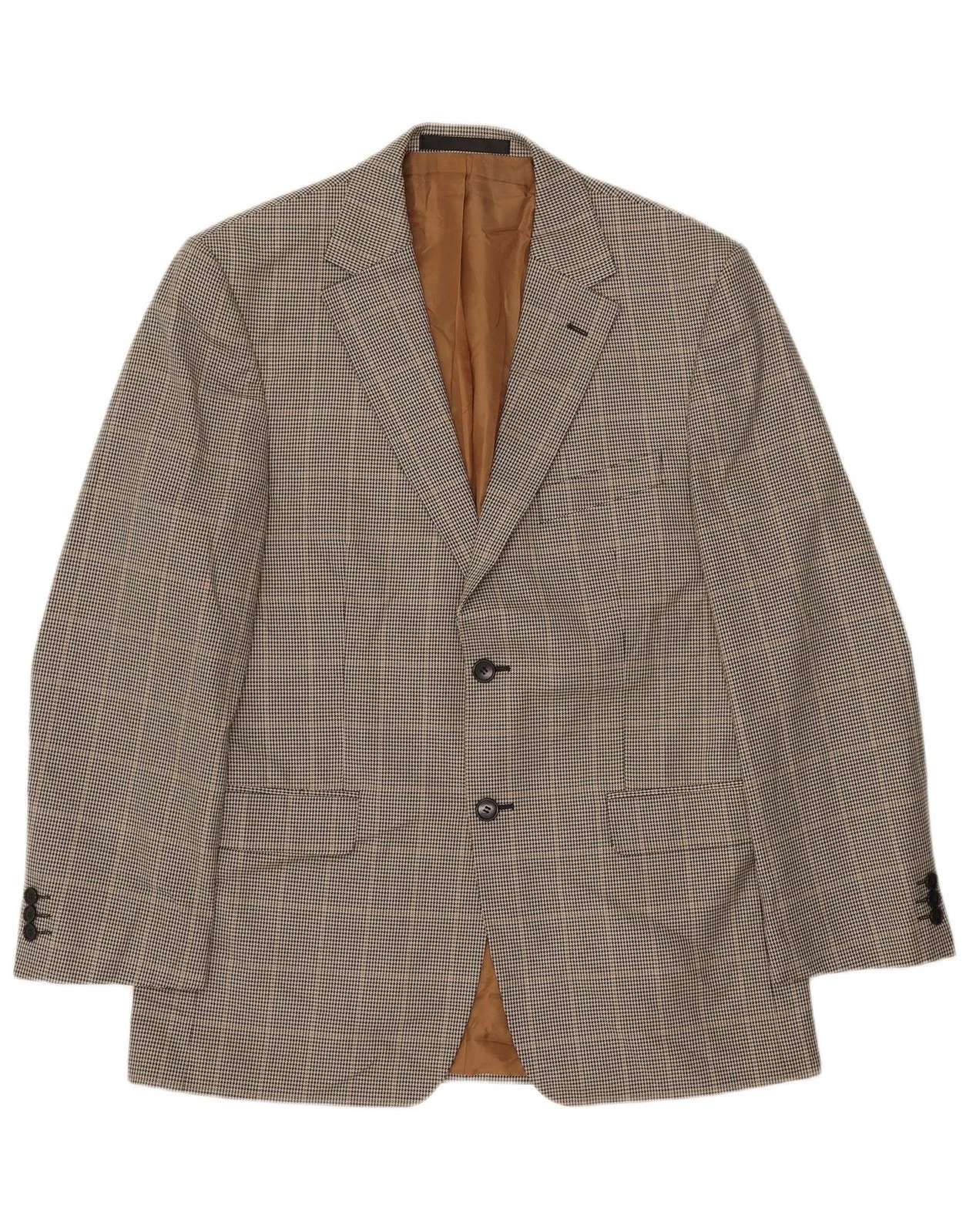 Marks & Spencer Mens 2 Button Blazer Jacket UK 40 Medium Brown Houndstooth DP18