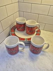 Coca Cola Stained Glass Vintage 1997 Coffee Cup  And Dinner Plates Coke  8 Pcs