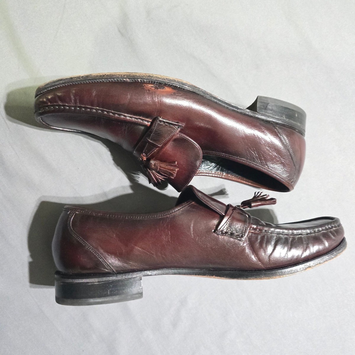 Florsheim Como Loafer Shoes Men\'s 13 DWide Burgandy Leather Moc Toe Tassel Dress Florsheim Mens Burgundy Leather Tassel Loafer Sz 8D Dress  main image 2