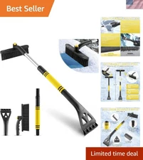 32" Snow Brush with Foam Grip & 360° Rotating Ice Scraper for Cars