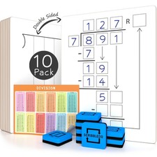 SCRIBBLEDO 10 Pack Dry Erase Division White Boards 9 x 12 Inch Whiteboards Do...