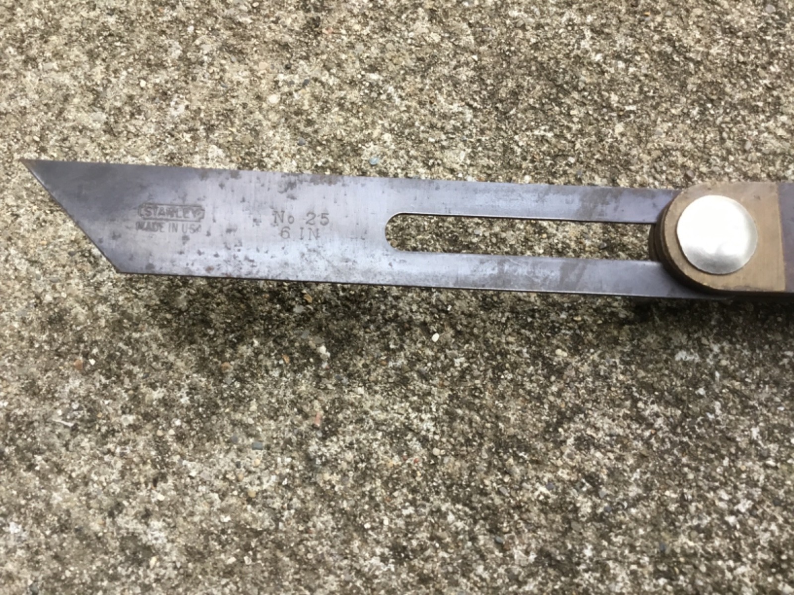 VINTAGE 6 INCH STANLEY NO. 25 WOOD & BRASS T-BEVEL USA