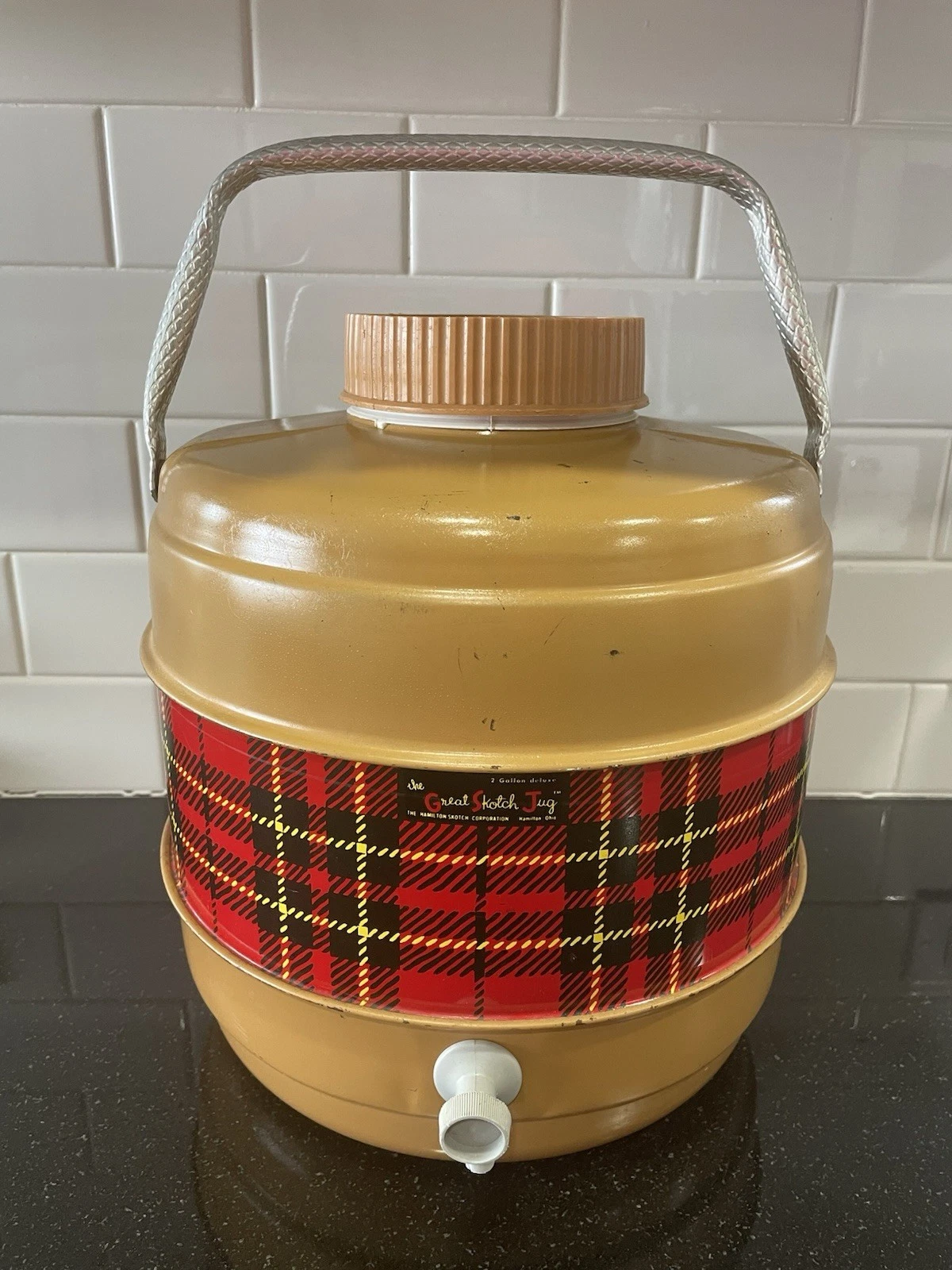 Hamilton Skotch Red Plaid Insulated Drink Dispenser 2 Gallon Vintage 1950’s