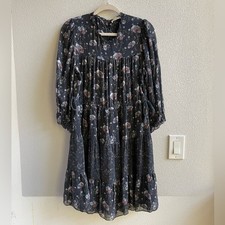 Ulla Johnson Women's Chiffon Skye Navy Floral Dress Size 8 / Medium
