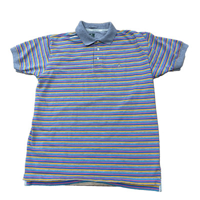Cricket & Co Polo Shirt Men XL Colorful Striped Logo 90s Y2k Vintage UK Sports
