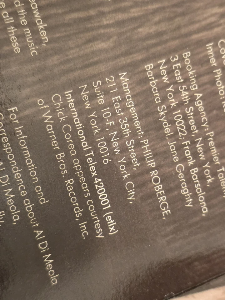 AL DI MEOLA - SPLENDIDO HOTEL LP VINYL NM /VG+ Original 1980 UK 1st Press Album - Image 3 of 4