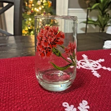 JANUARY Birth Gift BROCKWAY Flower of the Month Glass CARNATION Mid Century EUC