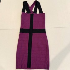 Y2K Vintage Apple Bottoms Womens Size S Bandage Dress Purple Black Bodycon Mini