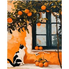 Orange Cat Paint by Numbers Kit for Adults 16x20 Inch DIY Canvas Art Decor Set