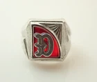 Vintage Art Deco Signet Red Stone Initial "D" Sterling Silver Band Ring 5.5