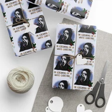 Ghostface Wrapping Paper, Scream Inspired Horror Gift Wrap Sheet For Holiday