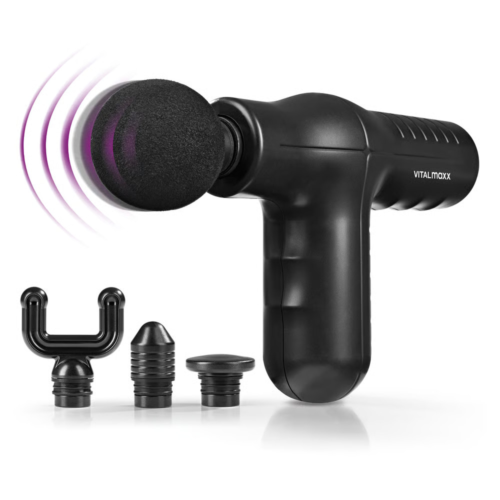 VITALmaxx Mini Massage Gun Smart Grip schwarz 4 Aufsätzen 5 Intentitätsstufen