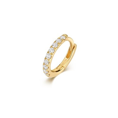 Creolen 7,8 mm 9 natürliche Diamanten 18 kt Gelbgold gepunzt hergestellt in Großbritannien
