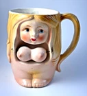 Vintage Blonde Lady Swinging Boobs Mug Spencer Gifts Patent TT Novelty