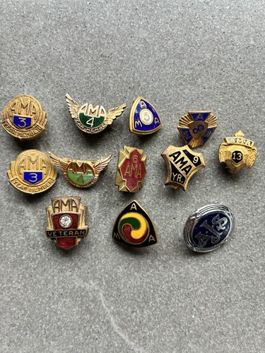 Collection of 12 AMA American Motorcycle Association Membership Pins