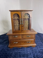 Vintage 6 Drawer Jewelry Chest 2 Doors Wood