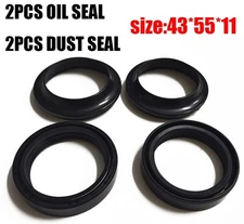 43x55x11 Motorcycle Front Fork Damper Shock Oil Seal & Dust Seal Kit Set Black*4