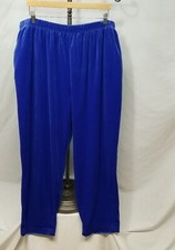 VTG Jaclyn Smith Velour Pant Women 2X-Large Blue Elastic Waist Pockets Casual