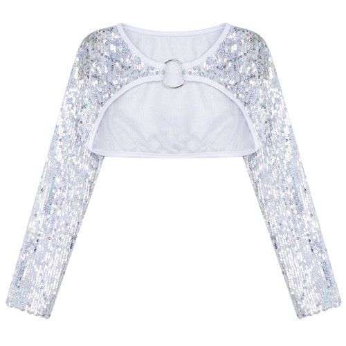 Kids Girls Bolero Casual Jacket Flower Cardigan Shiny Crop Top Prom Blouse Wrap - Picture 7 of 22