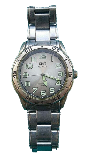 Man Wrist Watch Q&Q Quartz by Citizen Analog Water Resist 5 bar Stainless Steel