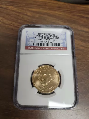 2007 P  Presidential Dollar - NGC BU - George Washington - First Day of Issue