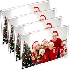 4 Pack- Acrylic Fridge Magnetic Frame, Acrylic Photo Picture Frames, Double Side