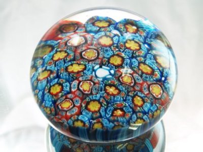 M Design Art Mouth Blown Rainbow Millefiori Art Glass Paperweight PW-1121