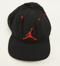 Vintage 90's Michael Jordan Jumpman Solid Black Wool Snap Back Hat Big Logo