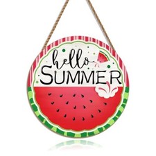 Hello Summer Watermelon Welcome Door Sign Front Door Decor Wall Hanging