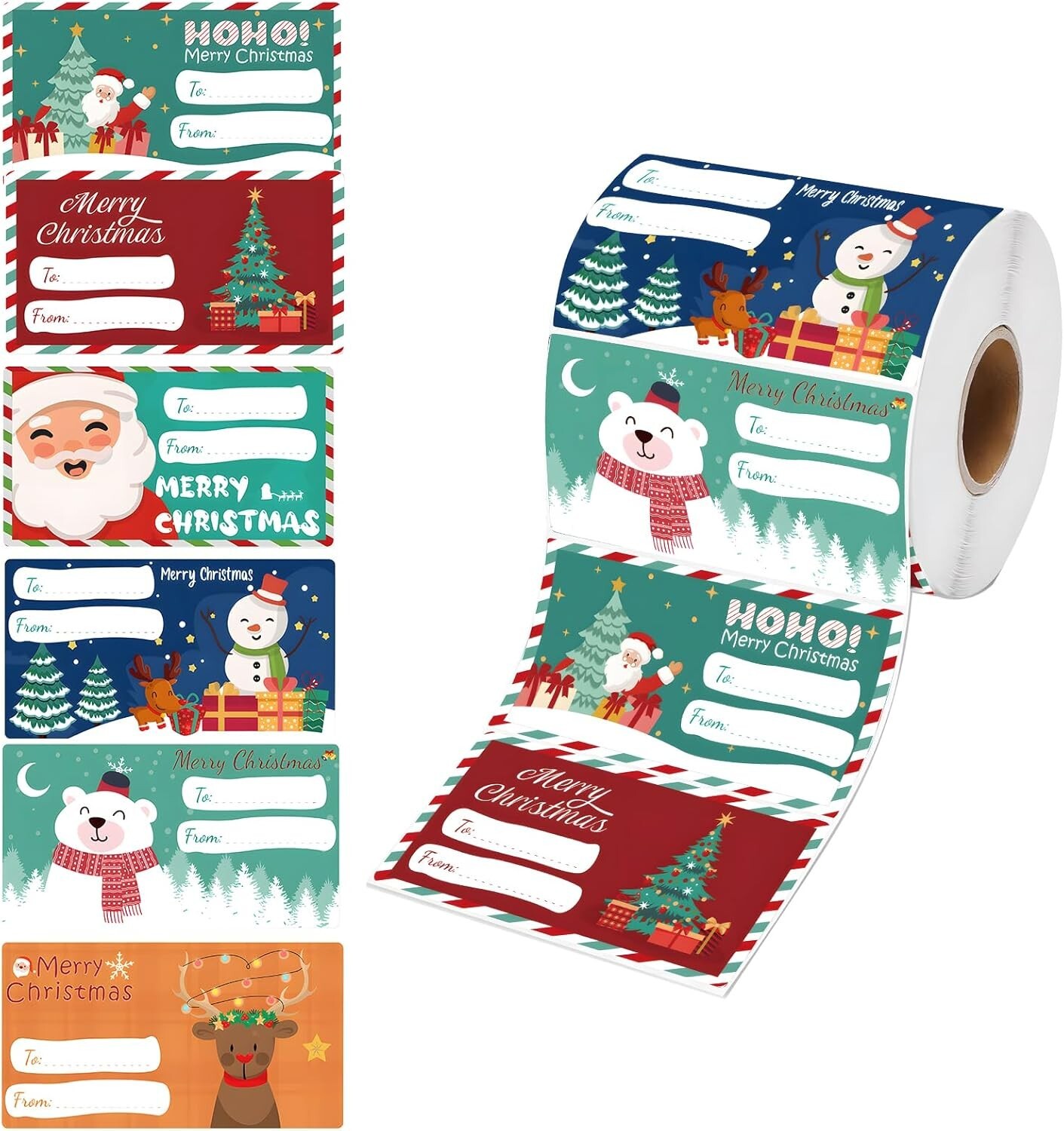 Christmas Decorations Gift Tags Presents Stickers Adhesive Wrapping Papper 500ct