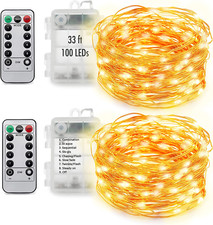2 Pack 33Ft 100 LED Fairy Lights Battery Operated Twinkle Light Christmas Decor