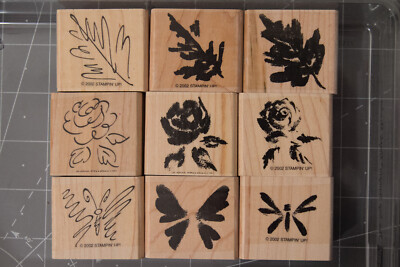 Two-step stampin', Simple sketches, 2002. Retired 9 piece Stampin' up! stamp set