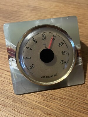 Schreibtisch Thermometer ONYX STEIN Celsius Pyramide Vintage Dekor grün