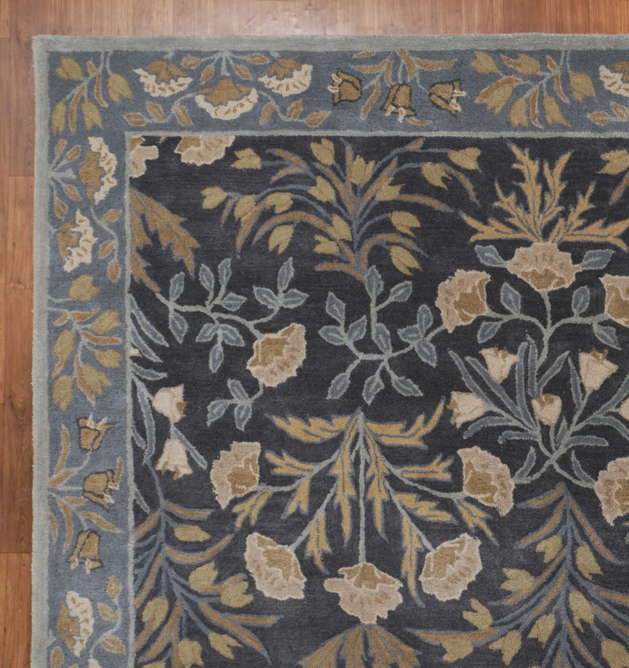 New Aaron Blue Traditional Style Handmade Tufted 100% Woolen Area Rugs & Carpet - Image 3 of 4