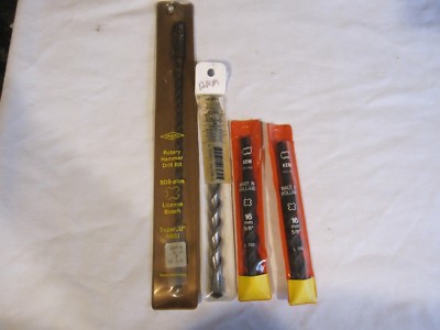 Lot of 4 Kem & Driltec 3/16, 5/32 & 5/8'' SDS Plus Carbide tip Masonry drill Bits