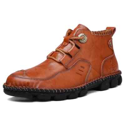 Men's Outdoor Fashion Leather Casual Shoes Waterproof Ankle Boots Soft Sneakers